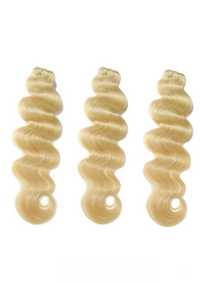 3-pack blonde wavy hair bundles with curled wefts