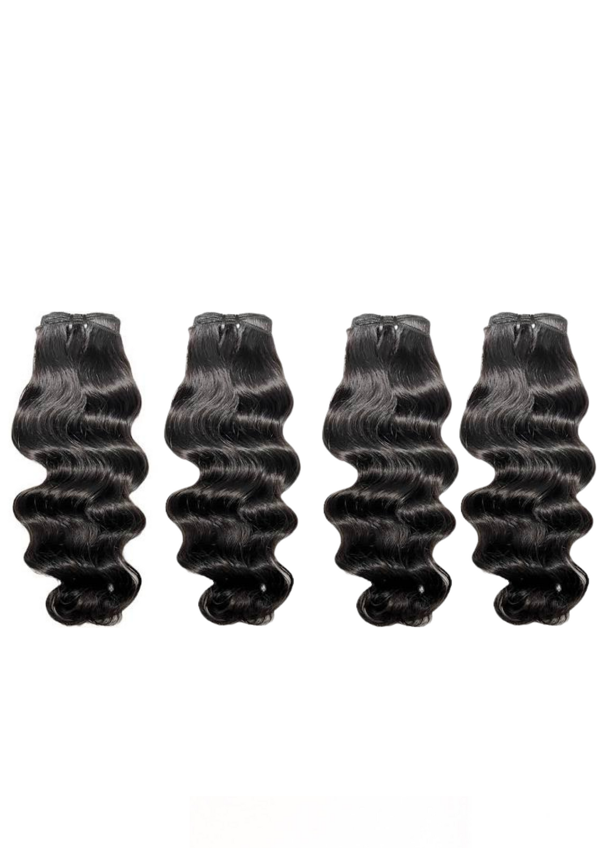 Four dark wavy hair bundles with loose ends
