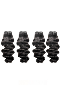 Four dark wavy hair bundles with loose ends