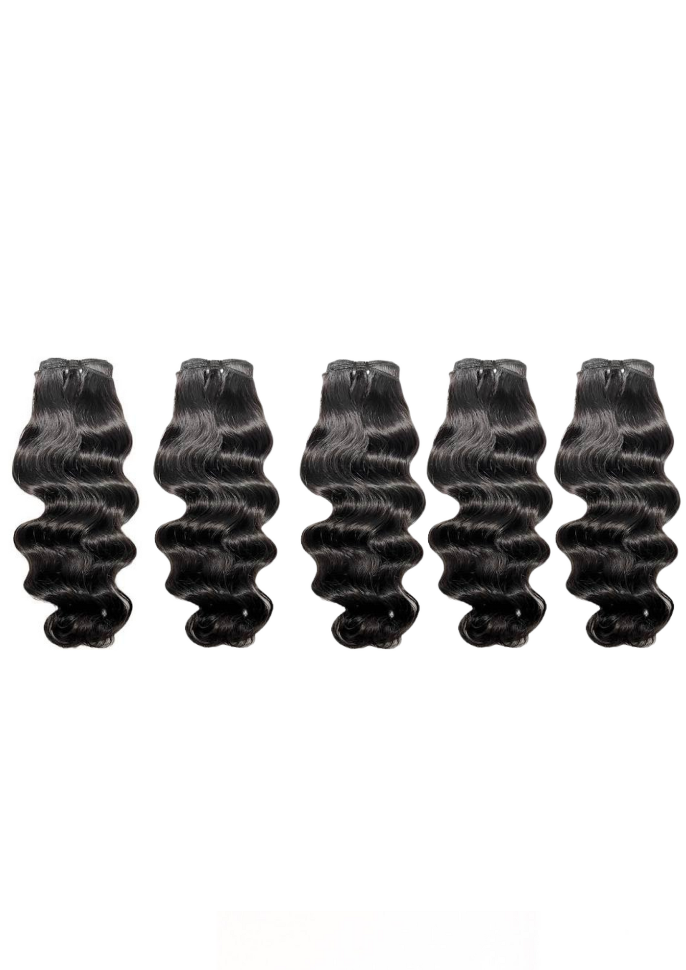 5 bundles of raw Indian wavy hair, dark black