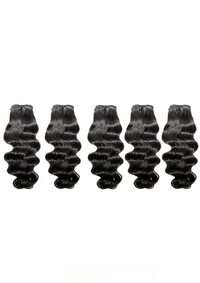 5 bundles of raw Indian wavy hair, dark black