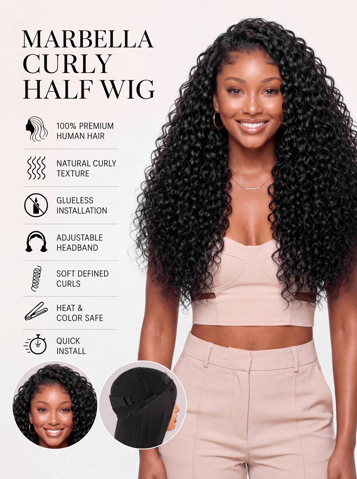 Marbella Curly Half Wig