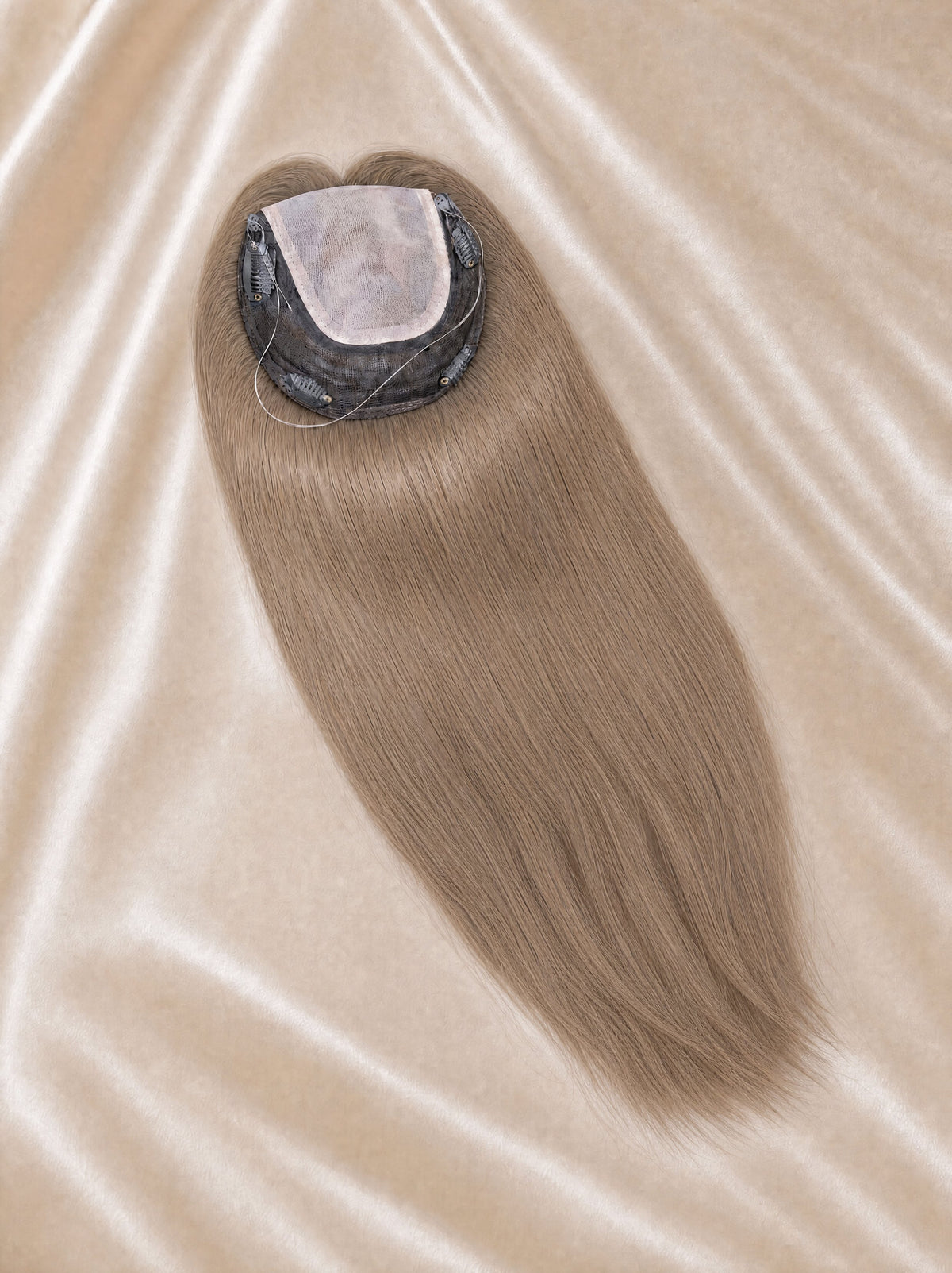 Lace hair topper long light brown hair with lace base cap at top