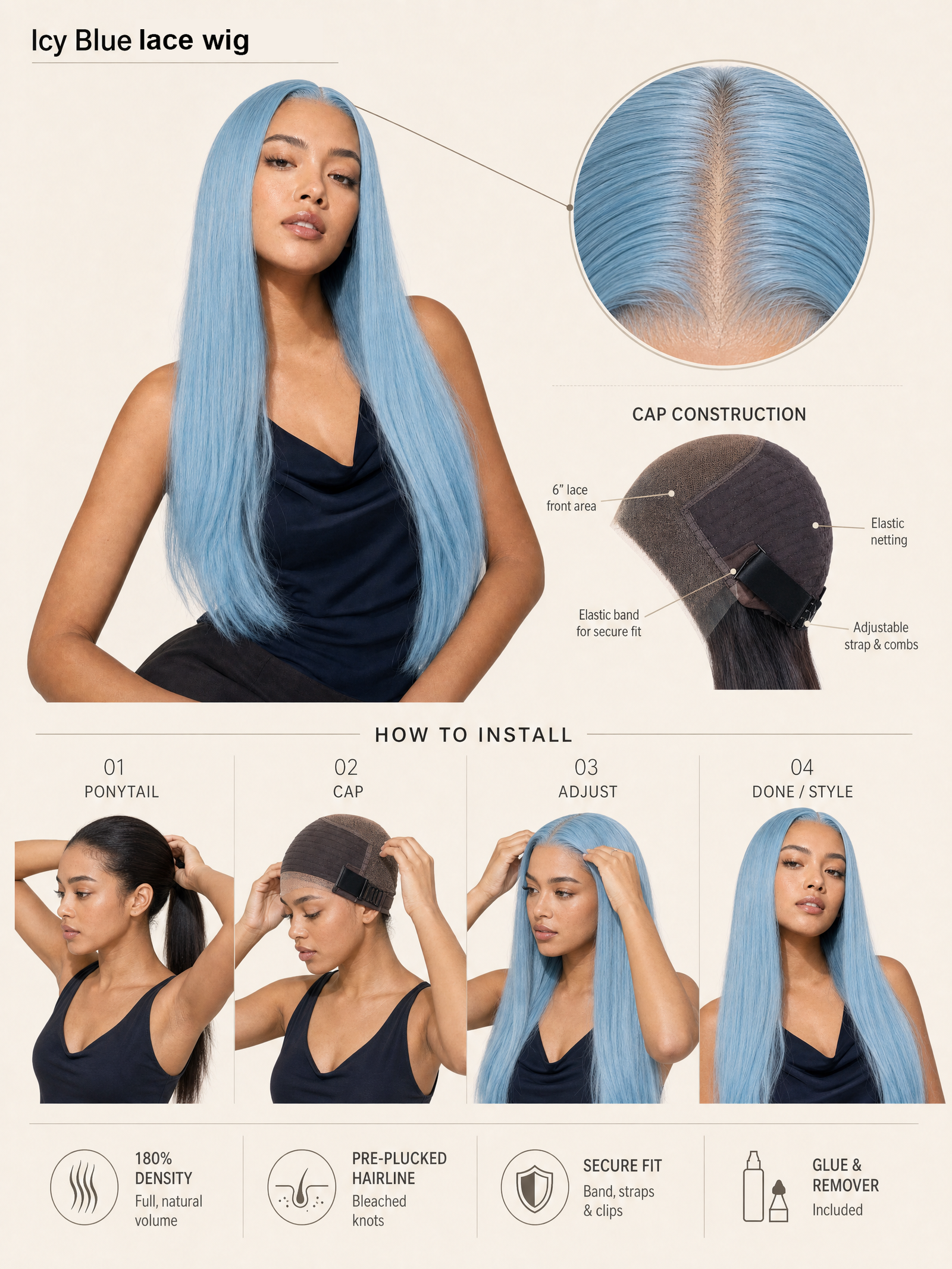 Icy Blue Lace Wig