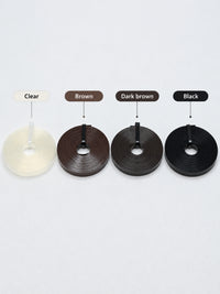 Italian keratin strip color set: clear, brown, dark brown, and black spool rolls