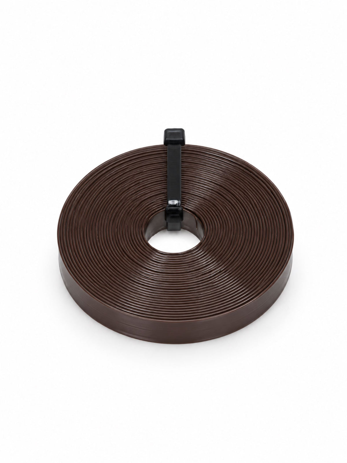 Dark brown Italian keratin strip roll with center hole and plastic clip