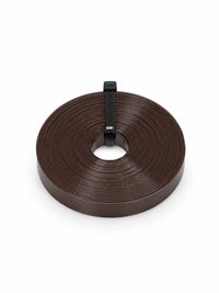Dark brown Italian keratin strip roll with center hole and plastic clip