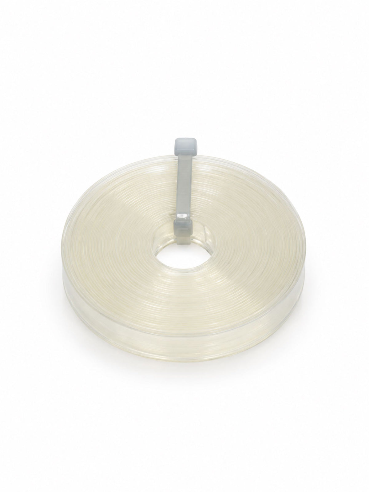 Clear Italian keratin strip roll with center hole and plastic clip