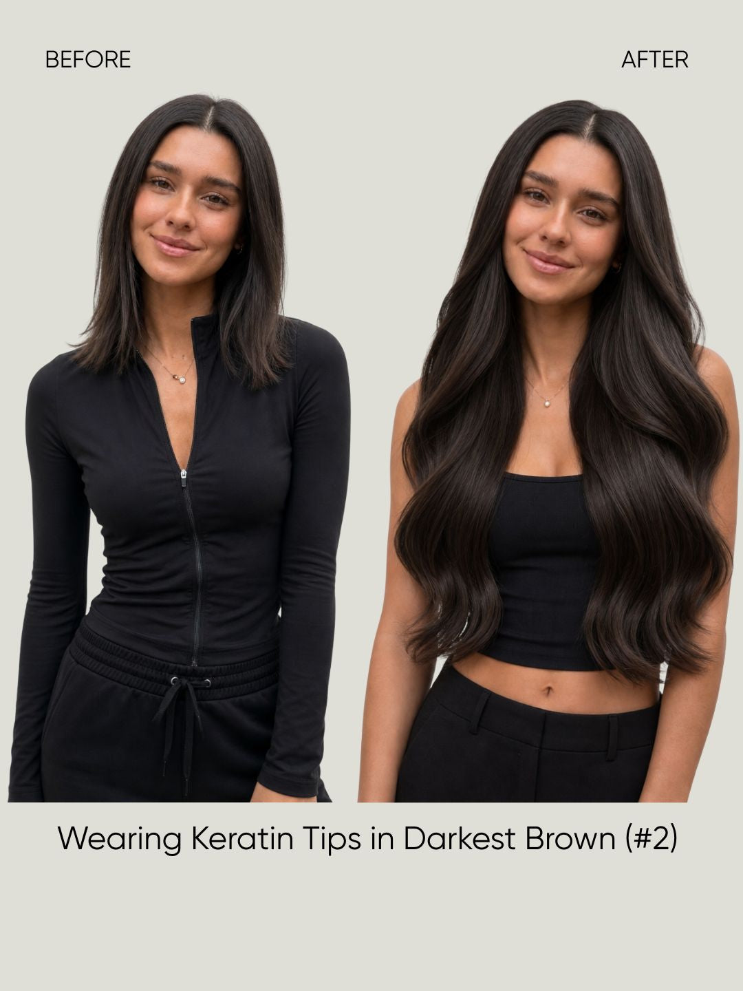 K-Tip Extensions Dark Brown 2 before and after