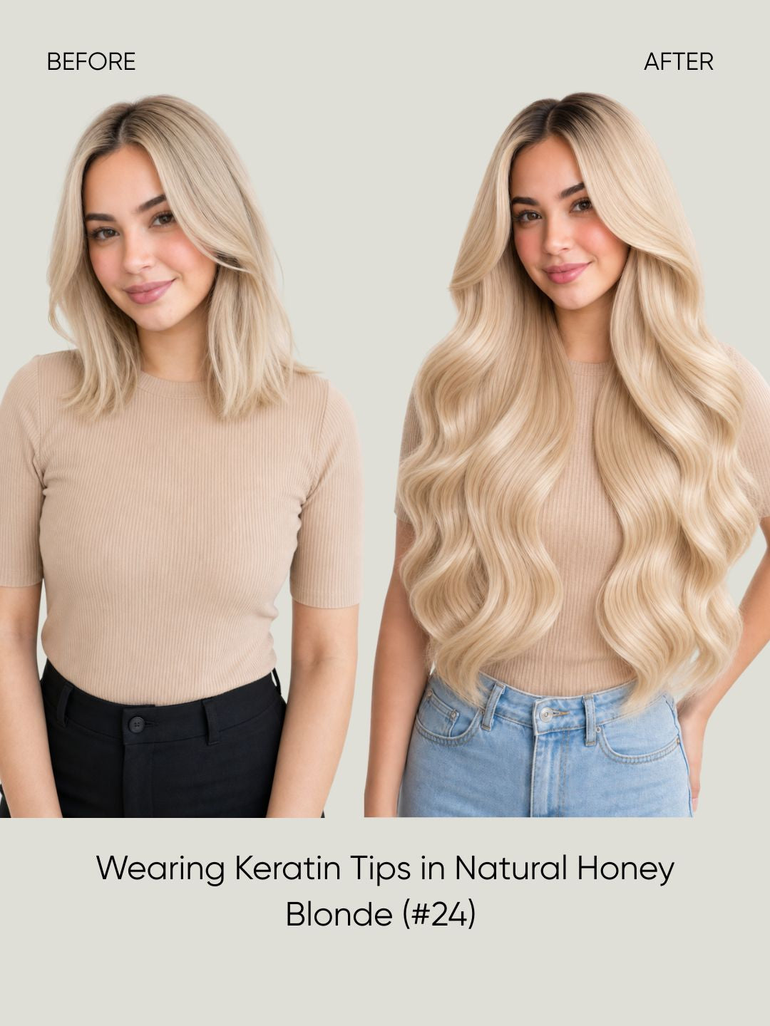 K-Tip Extensions Golden Blonde 24 before and after