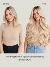 K-Tip Extensions Golden Blonde 24 before and after