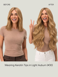 K-Tip Extensions Copper Blonde 30 before and after