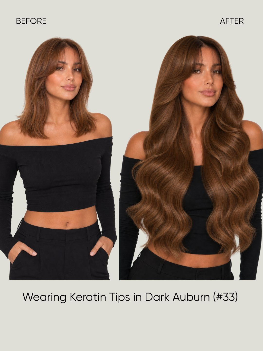 K-Tip Extensions Auburn 33 before and after