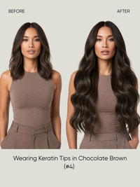 K-Tip Extensions Medium Brown 4 before and after