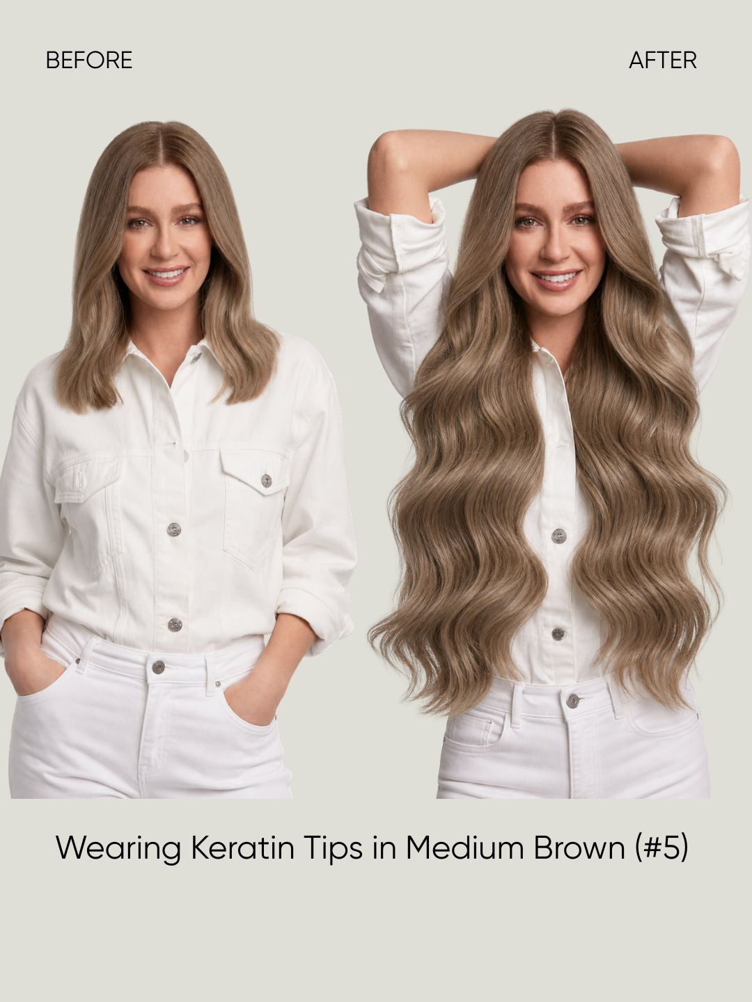K-Tip Extensions Light Brown 5 before and after