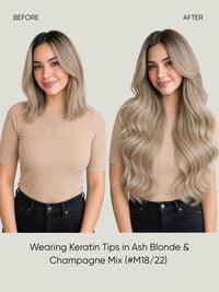 K-Tip Extensions Sandy Melt M18-22 before and after