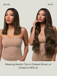K-Tip Extensions Dark Chocolate Piano P2-6 before and after