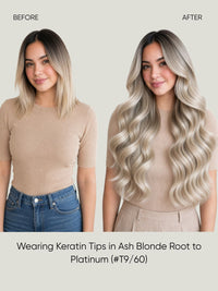 K-Tip Extensions Smoked to Platinum T9-60 before and after