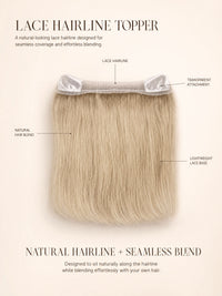 Lace hairline topper diagram with transparent attachment points and lace base