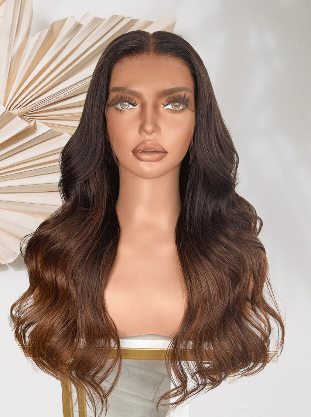 Dark brown lace front wig with long loose waves