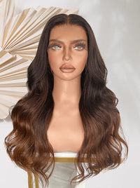 Dark brown lace front wig with long loose waves