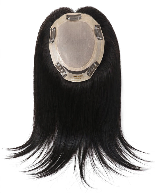TP30 Fine Mono Undervent 14"–16" 120% Density Natural Straight Burman Remy Chinese Hair Topper