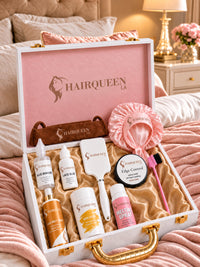 Lace install kit box with bonnet, edge control, glue remover, melt spray, and brush
