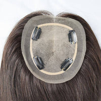 Silk lace hair topper cap with circular lace and attached clips