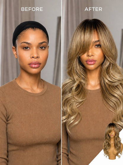 Honey blonde synthetic lace wig