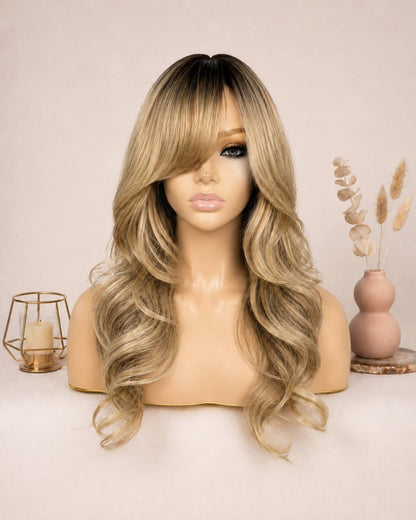 Honey blonde synthetic lace wig