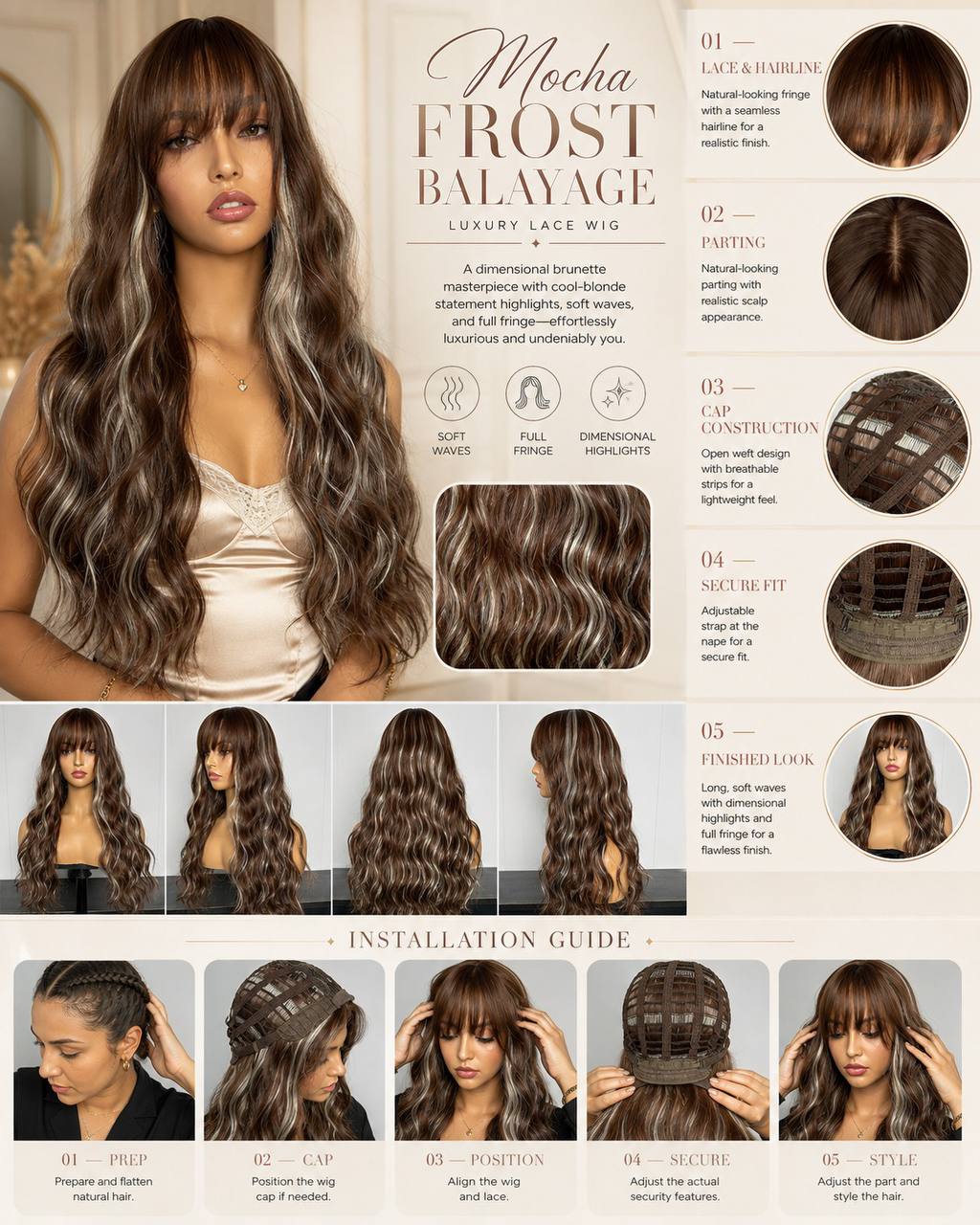 Mocha Synthetic lace wig