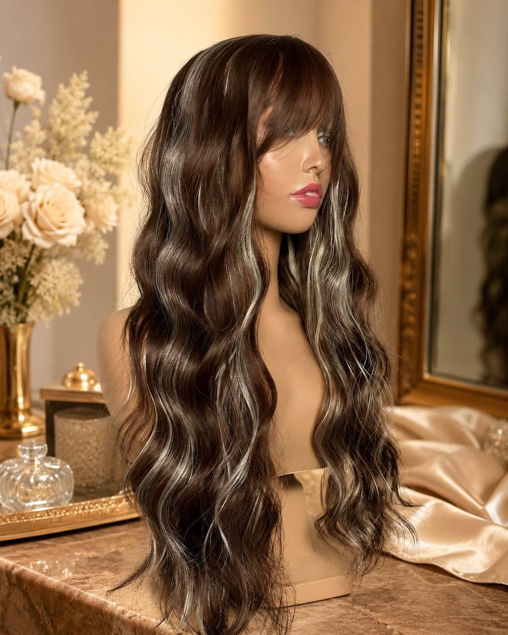 Mocha Synthetic lace wig