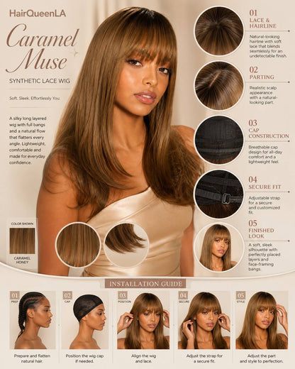 Caramel muse synthetic lace wig