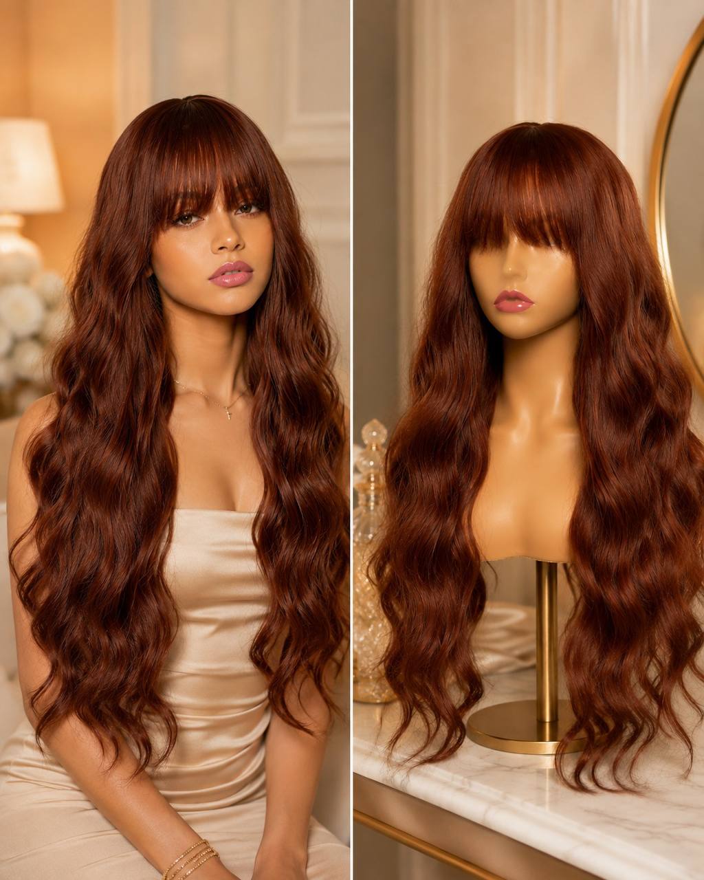 Auburn Synthetic lace wig