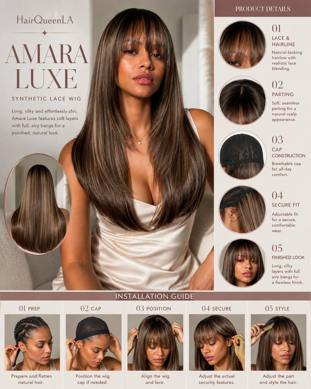 Amara synthetic lace wig
