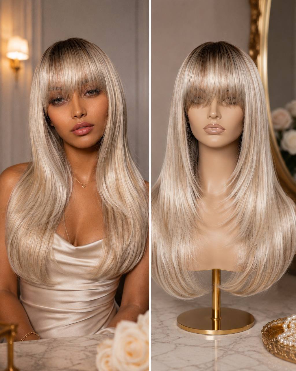 Frosted synthetic lace wig