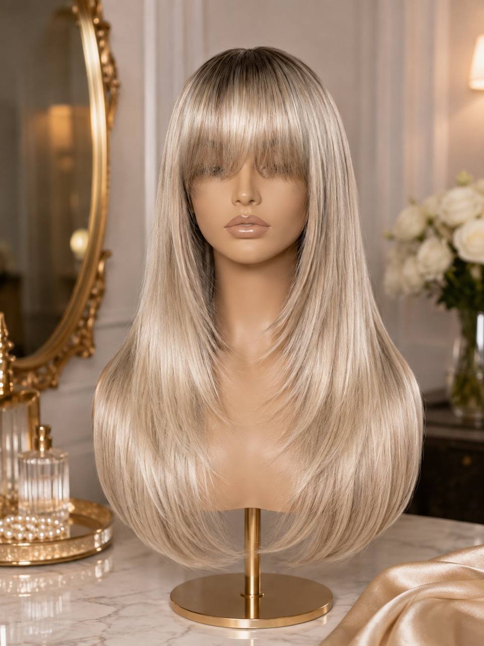 Frosted synthetic lace wig