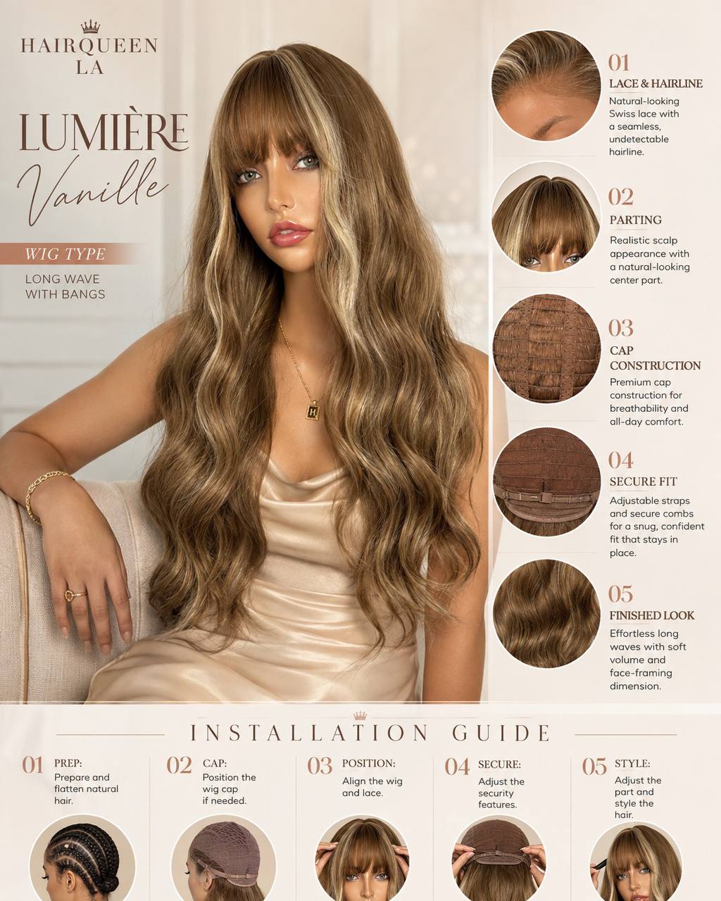 Vanille synthetic lace wig