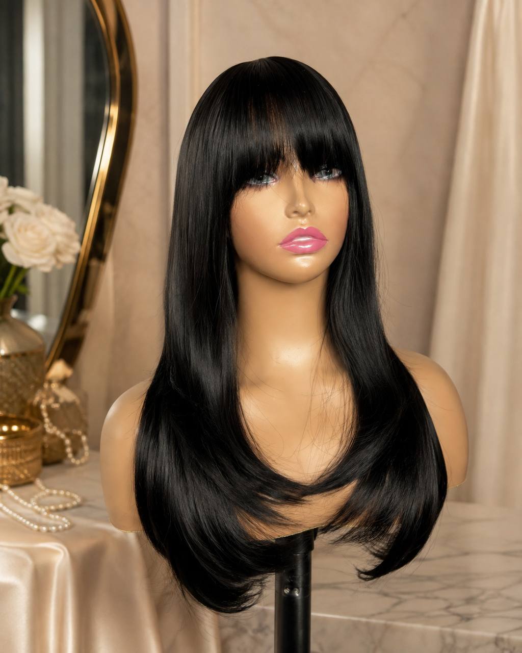Midnight synthetic lace wig