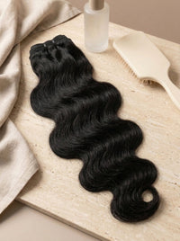 Raw Indian bundle, body wave texture, natural black