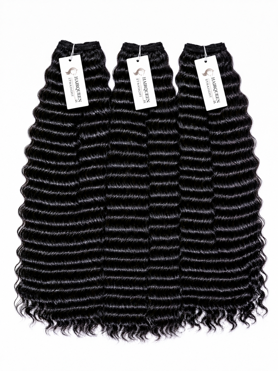 Black body wave hair bundles, three tagged weft sections with loose waves