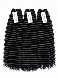 Black body wave hair bundles, three tagged weft sections with loose waves