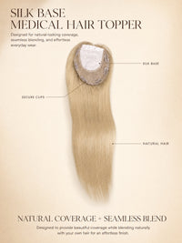 Light blonde medical hair topper with silk base and secure clips