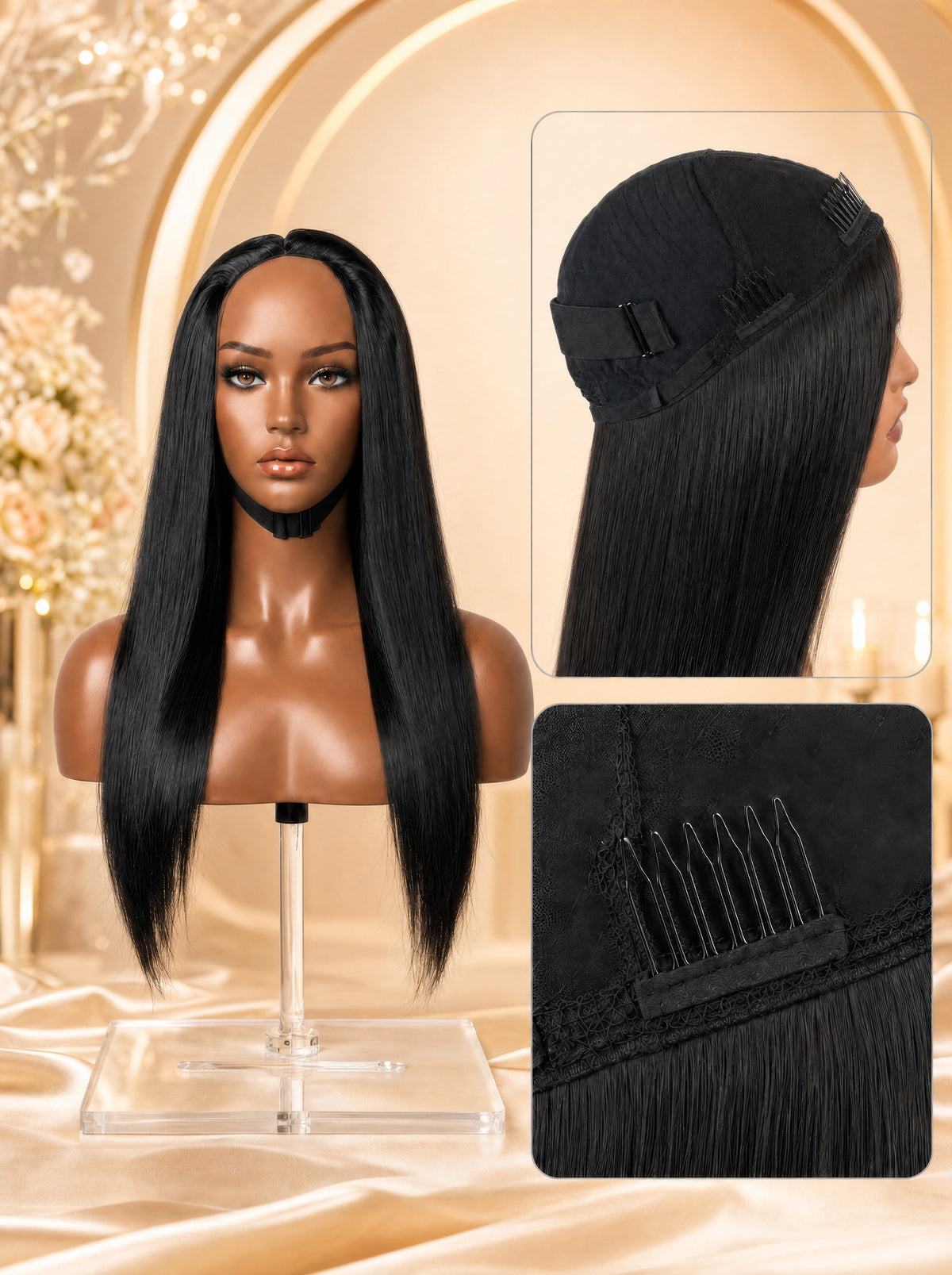 The Monaco-Silky Straight half wig