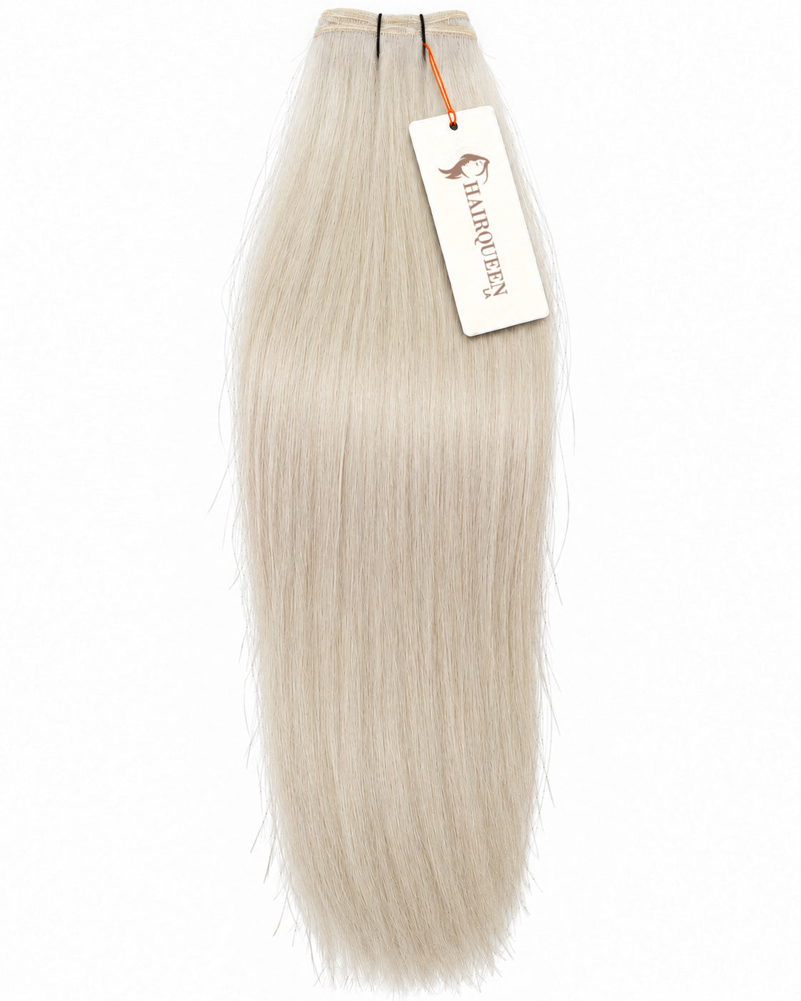 Ashy light blonde hair weft with straight strands and top stitched closure.