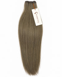 Single machine weft hair extension, olive-brown straight hair bundle with clips