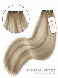 Rooted platinum blonde single machine weft with soft body-wave hair