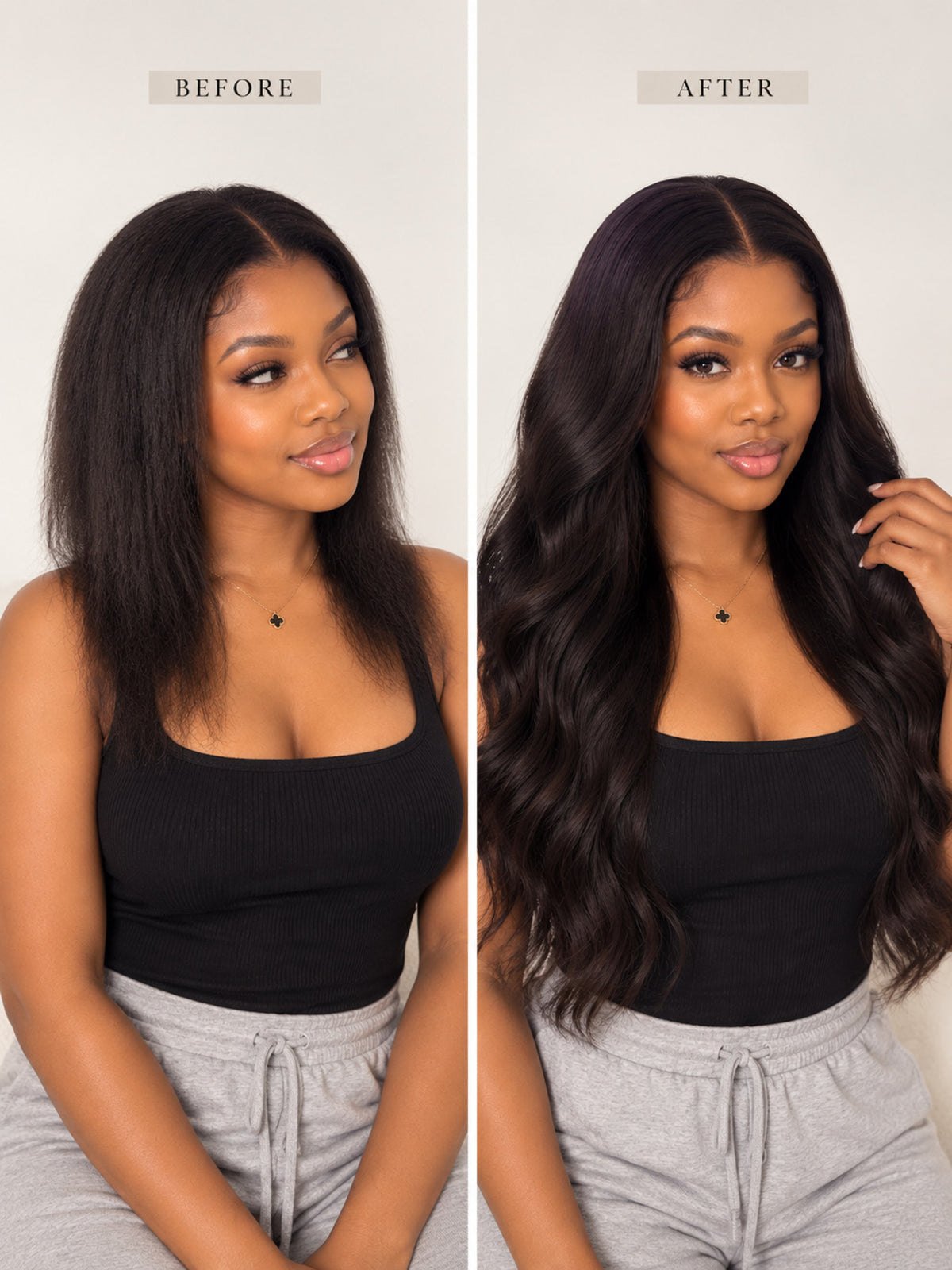 Long Natural Brown Wavy Synthetic Blend Wig