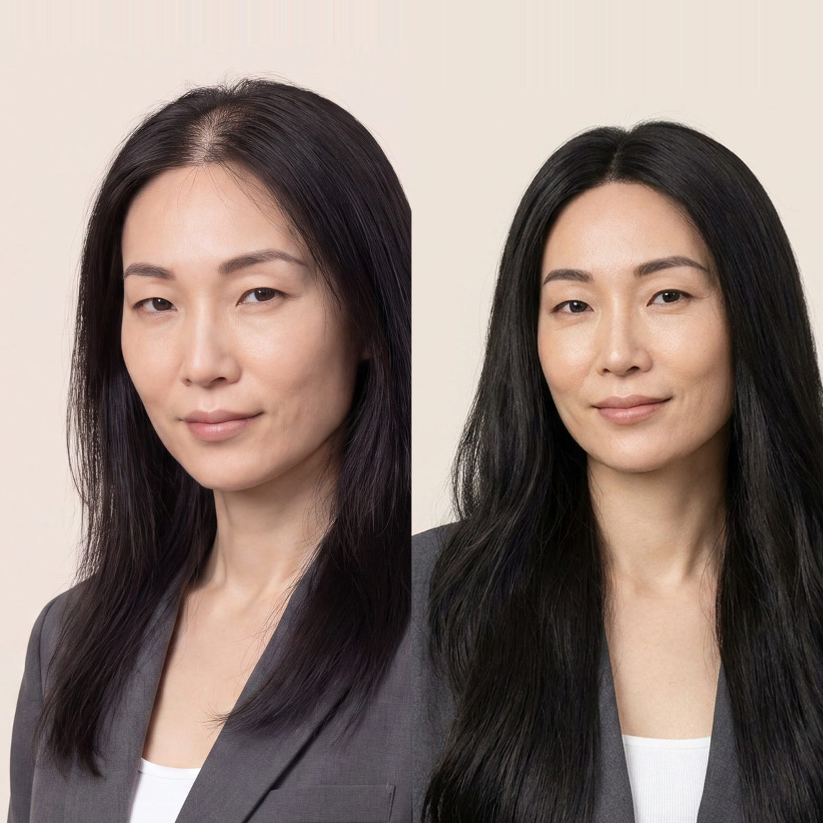 5.5"×6" New Injection Silk Top Diamond Topper, shade 1B — before and after