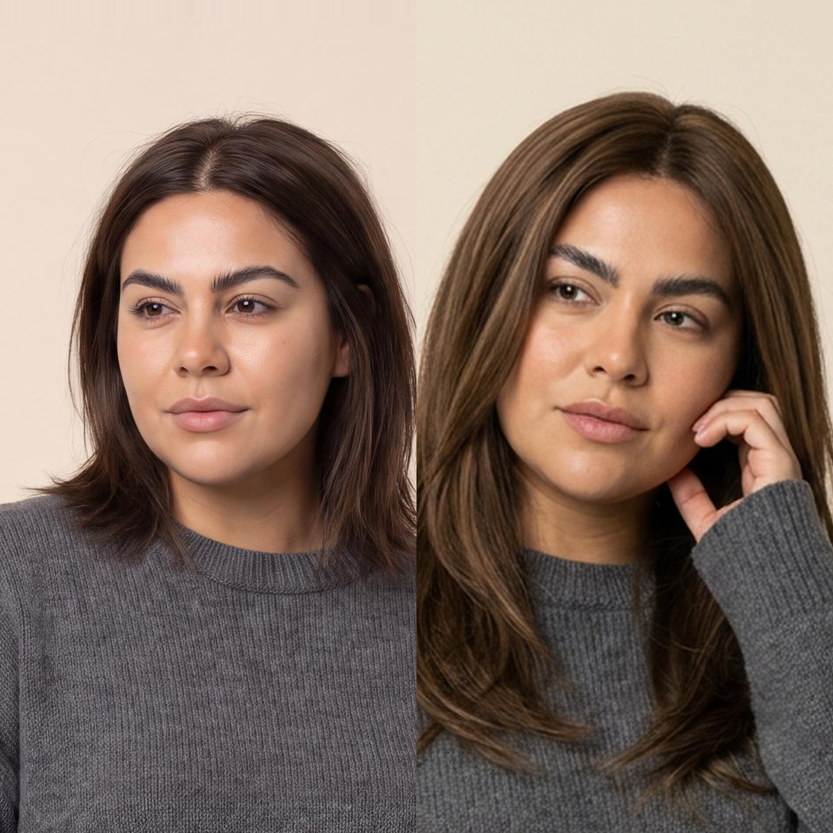 5.5"×6" New Injection Silk Top Diamond Topper, shade T4/4/8 — before and after